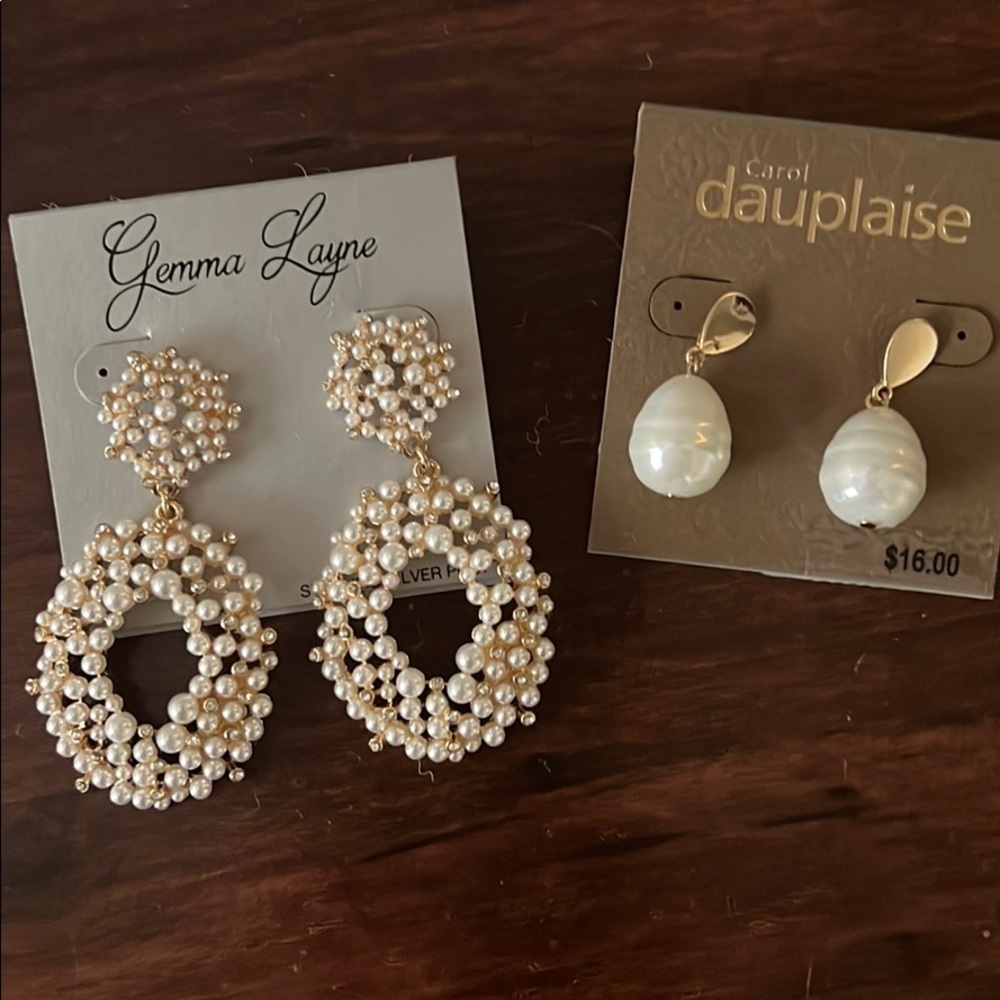 NWT two pair of pearl detailed earrings.